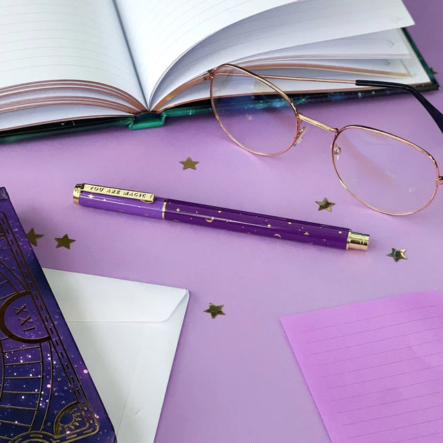 You are Magic Gel Rollerball Pen Purple close up