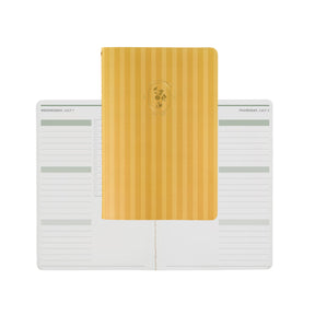 Erin Condren Q3 Daily Bouquet Petite Planner - Dated Jul 2026-Sept 2026 Yellow planner with a open daily planner on a white background