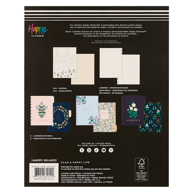 Happy Planner Spring Tapestry Classic Extension Pack - Undated Dashboard 6-months