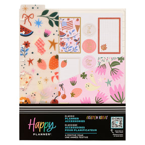 Happy Planner A Festive Year Classic Accessory Pack with various stickers and planner accessories on a white background