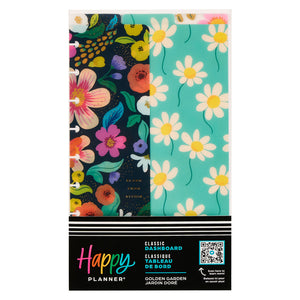 Happy Planner Golden Garden Classic Dashboard Pack Two floral-patterned planners with 'Happy Planner' branding on a white background