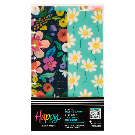 Happy Planner Golden Garden Classic Dashboard Pack Two floral-patterned planners with 'Happy Planner' branding on a white background