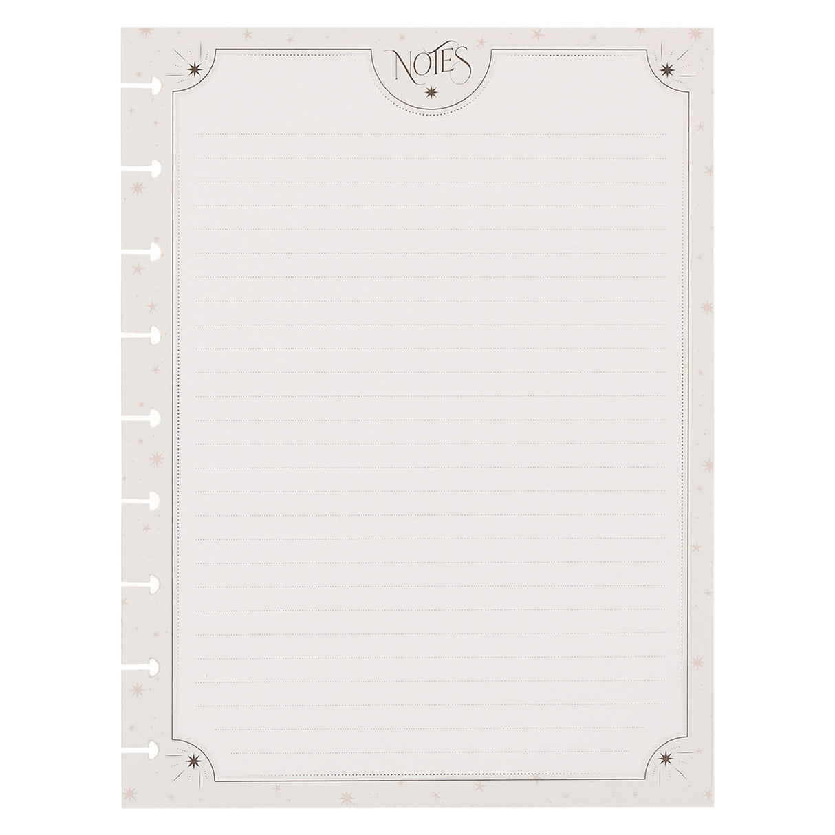 White notepad with decorative border and 'Notes' text on a white background