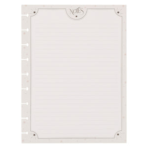 White notepad with decorative border and 'Notes' text on a white background
