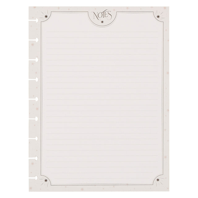 White notepad with decorative border and 'Notes' text on a white background