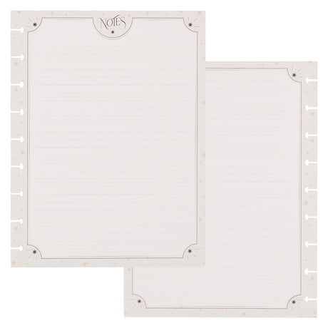 Happy Planner Eternal Stars Classic Dot Lined paper Two white notepads with decorative edges on a white background