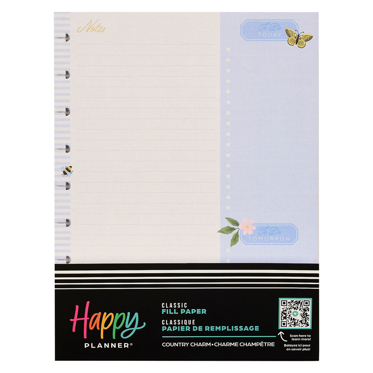 Happy Planner Country Charm Classic Fill Paper with butterfly design on a white background