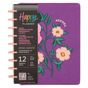Happy Planner 2026 - 2027 Spring Tapestry Chenille Classic Horizontal 12 Month Dated - SPECIALTY Cover