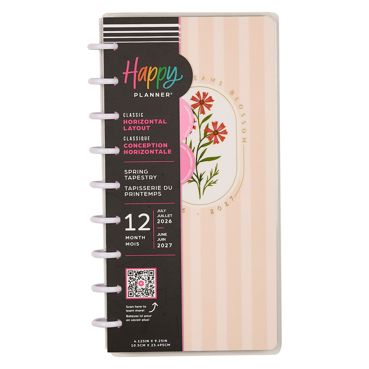 Happy Planner 2026 - 2027 "Spring Tapestry" Skinny Classic 12 Month Dated - Horizontal