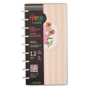 Happy Planner 2026 - 2027 "Spring Tapestry" Skinny Classic 12 Month Dated - Horizontal
