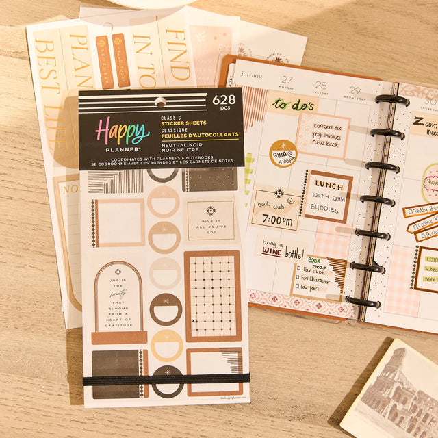 Happy Planner Neutral Noir Sticker Book - Classic