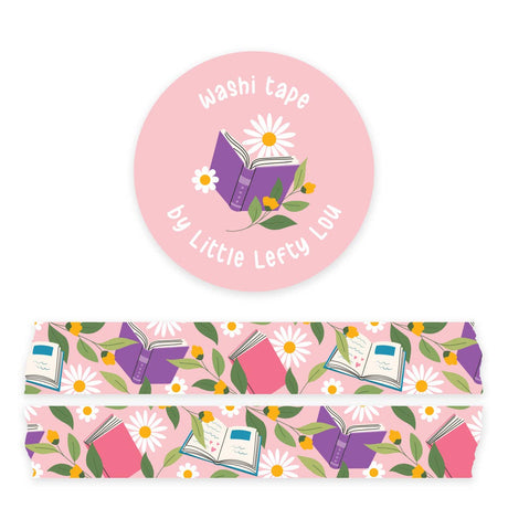 Books & Flowers Washi Tape - Pink