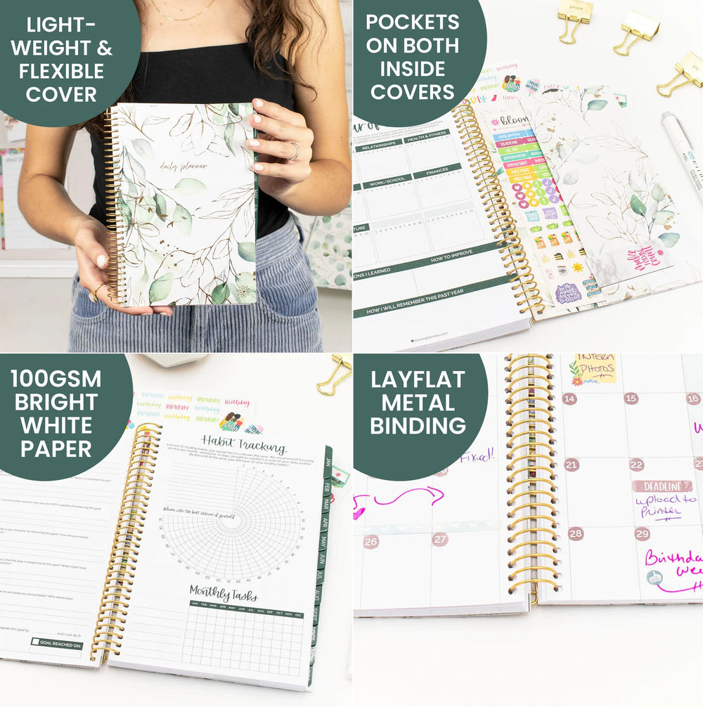 Undated Eucalyptus Weekly Monthly Planner - Bloom Daily Planners