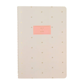 Erin Condren Self Care Journal Petite Planner - Asterisk Beige notebook with gold star patterns and a pink label on a white background