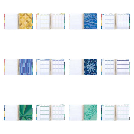 Erin Condren LifePlanner: Overview of blue and green monthly divider designs