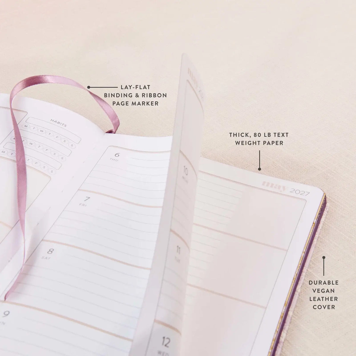 Erin Condren LifePlanner: Softbound planner pages showing paper, cover and lay-flat binding