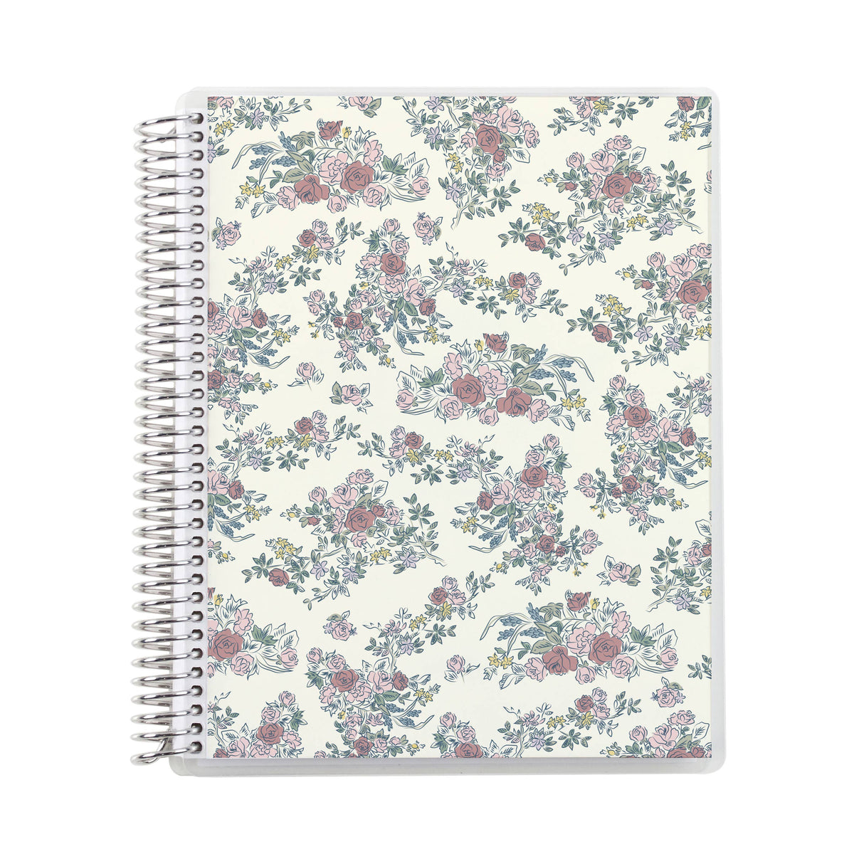 Erin Condren Toile Coiled Notebook: Toile floral notebook cover and platinum coil