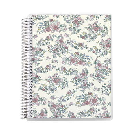 Erin Condren Toile Coiled Notebook: Toile floral notebook cover and platinum coil