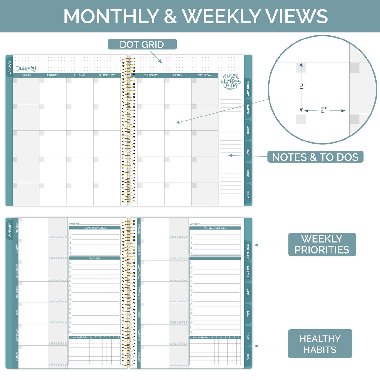 Ultimate BIG Undated Planner with Interchangeable Cover - Bloom Daily Planners