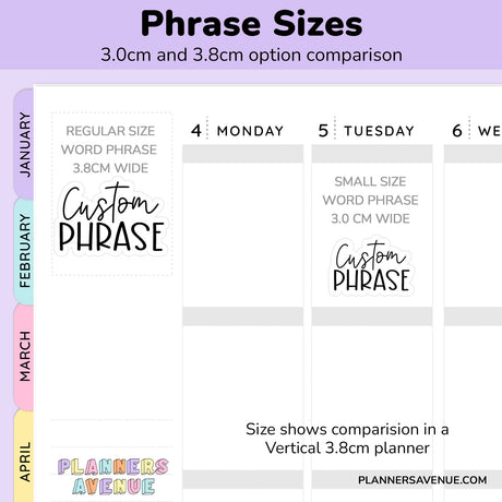 Size Small and Regular Custom Planner Stickers