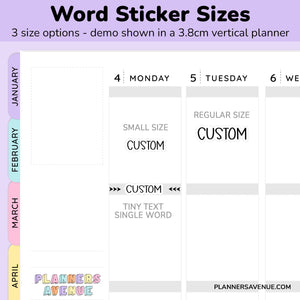 Custom Word Planner Stickers Sizing Guide