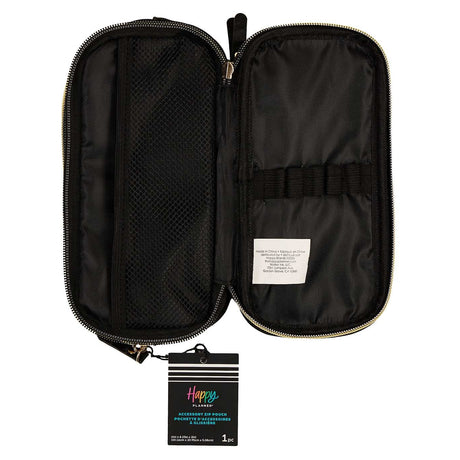 Onyx pouch open with mesh pocket, pen loops and lined compartment