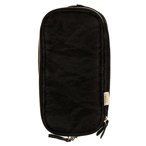 Happy Planner Onyx black textured fabric pouch with gold-tone zippers
