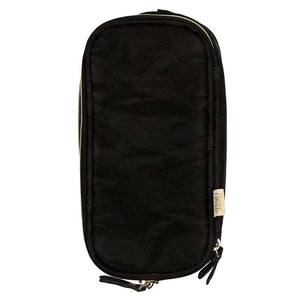Happy Planner Onyx black textured fabric pouch with gold-tone zippers