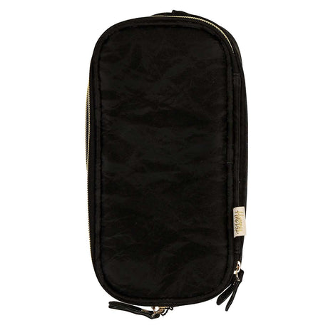 Happy Planner Onyx black textured fabric pouch with gold-tone zippers