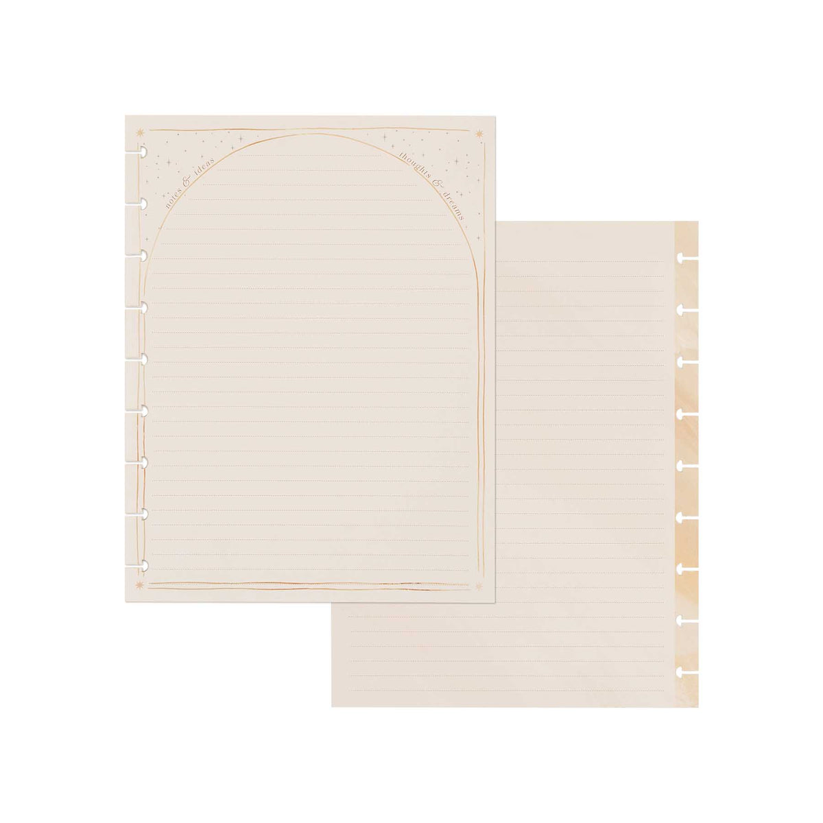 Modern Balance lined pages with neutral tones and disc punch holes