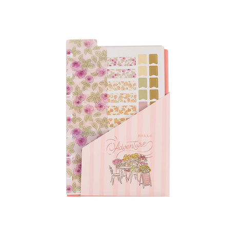 Seasonal Sidewalks Mini pack with floral stickers, labels and a pink striped pocket