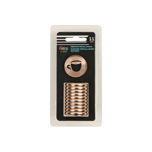 Happy Planner Latte Coffee metal disc set with coffee cup design in retail packaging