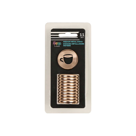 Happy Planner Latte Coffee metal disc set with coffee cup design in retail packaging