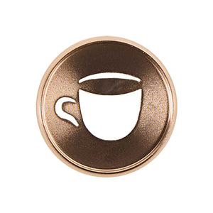 Latte metal planner disc with a coffee cup and steam cutout