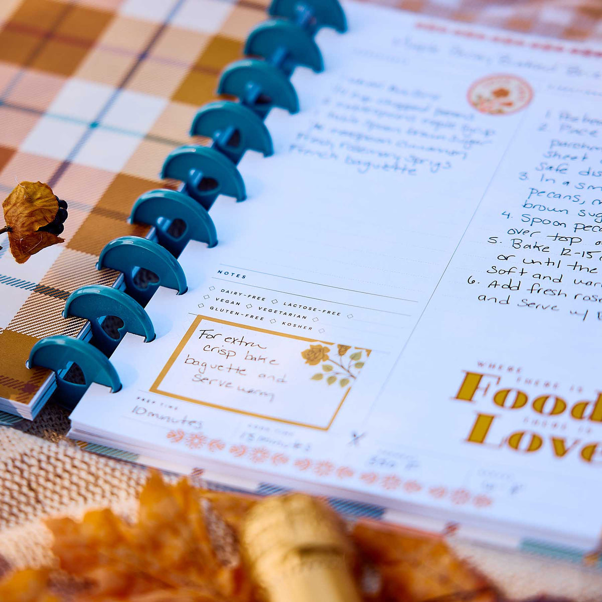 Fall Picnic guided recipe journal in Classic size