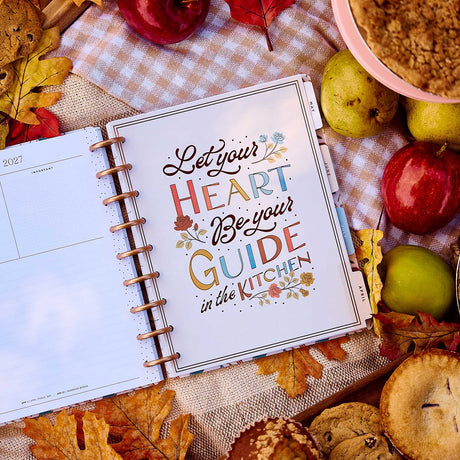 Fall Picnic kitchen-themed divider beside autumn leaves, apples and cookies