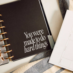 Haven & Heart Fitness planner divider with You were made to do hard things quote