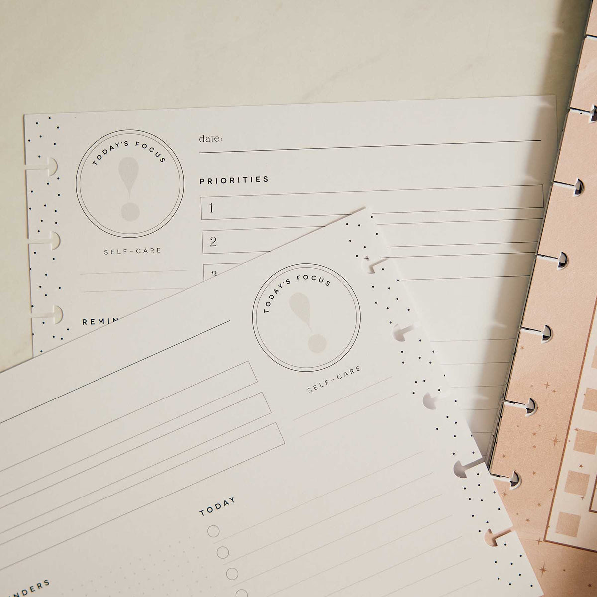 Happy Planner Modern Balance daily focus, priorities and self-care pages
