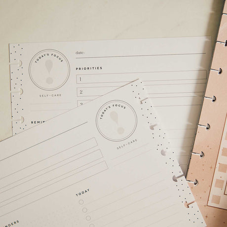 Happy Planner Modern Balance daily focus, priorities and self-care pages