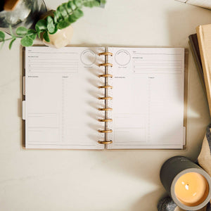 Happy Planner Haven & Heart Classic daily undated planner - daily checklist spread on a desk