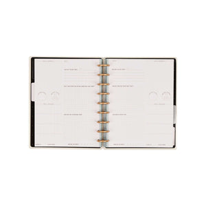 Open Haven & Heart journal with guided workout planning pages