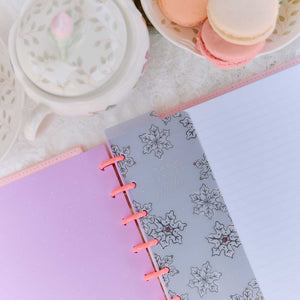 Seasonal Sidewalks winter bookmark with snowflakes on a lavender background in a Classic planner
