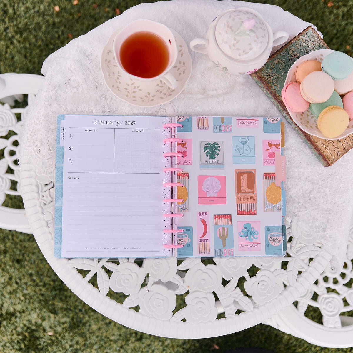 Happy Planner Life In Whimsy Classic Lined Vertical Planner 2027: February 2027 spread with pastel stickers and lined writing space