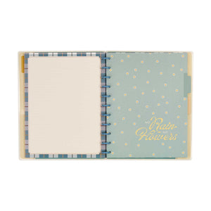 Open Fall Picnic Big Notebook with a dotted-lined page and blue floral divider