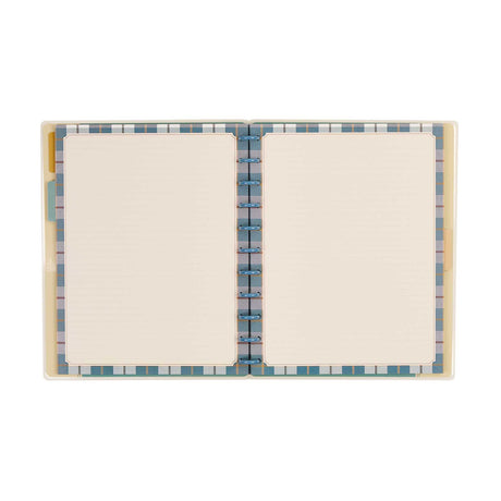 Open Fall Picnic Big Notebook with two dotted-lined pages, plaid borders and blue discs