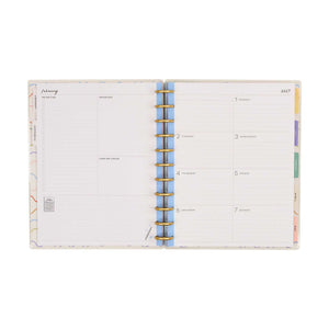Pajama Plans 2027 Big planner weekly dashboard spread with colourful tabs