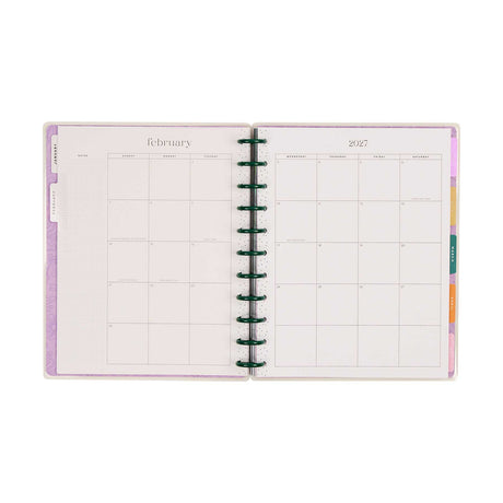 Happy Planner Hive and Bloom February and 2027 monthly calendar pages