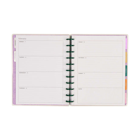 Hive and Bloom Big horizontal weekly spread with pastel tabbed dividers