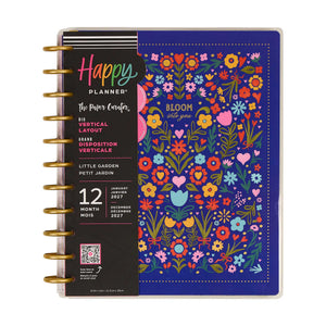 Happy Planner Little Garden Big Vertical Planner with colourful floral cover and gold discs