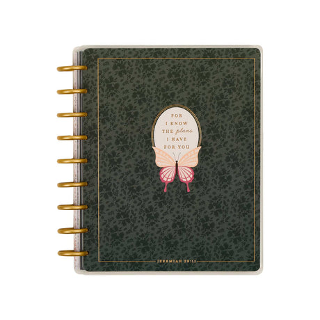 Wildflower Daydream Faith Planner dark floral cover with butterfly artwork and faith quote